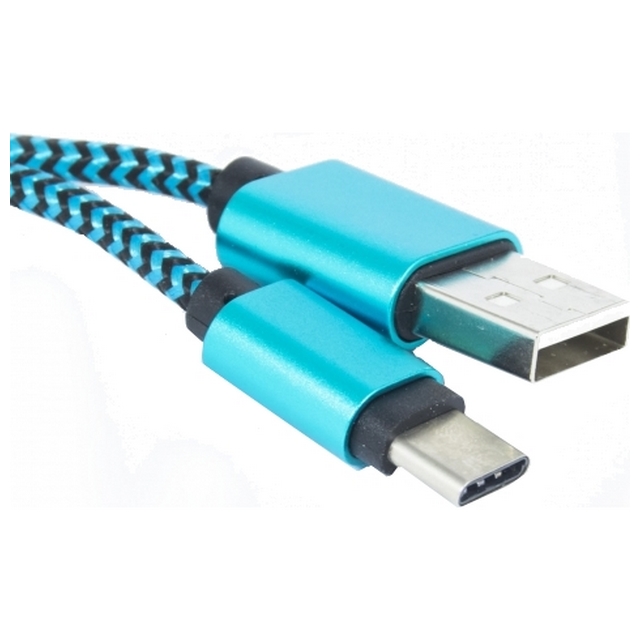ATRAX CAVO DATI E RICARICA USB TYPE C 1 METRO CONNETORI METALLICI BLU /